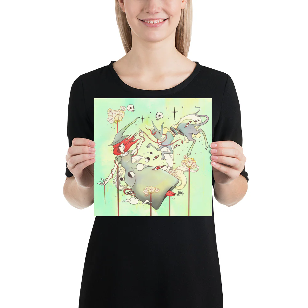 Witch And Cat, Matte Art Print Poster - Image 3
