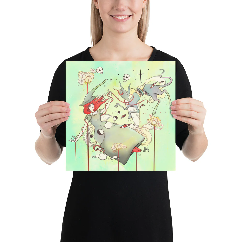 Witch And Cat, Matte Art Print Poster - Image 4