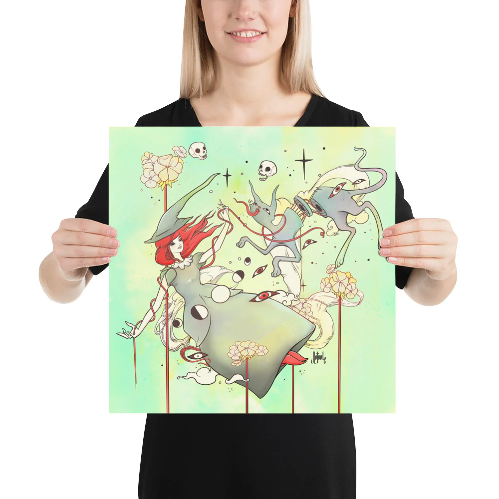 Witch And Cat, Matte Art Print Poster - Image 6
