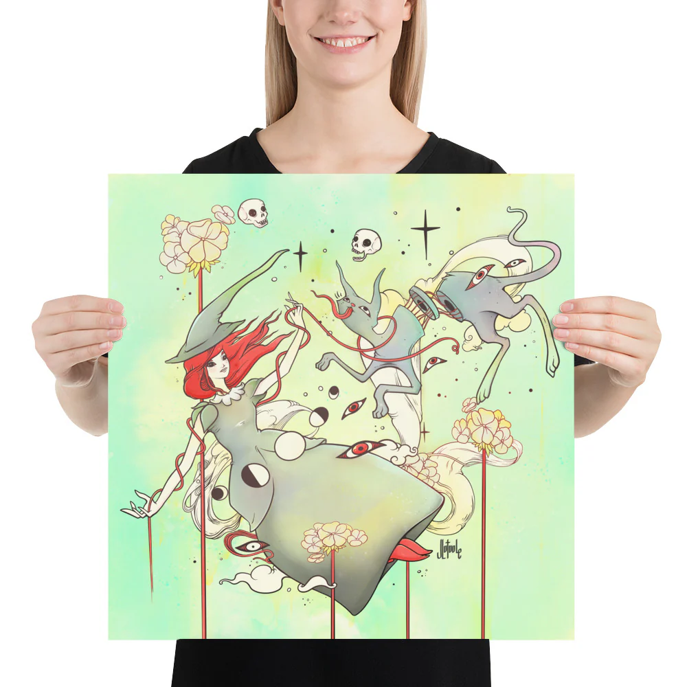 Witch And Cat, Matte Art Print Poster - Image 7