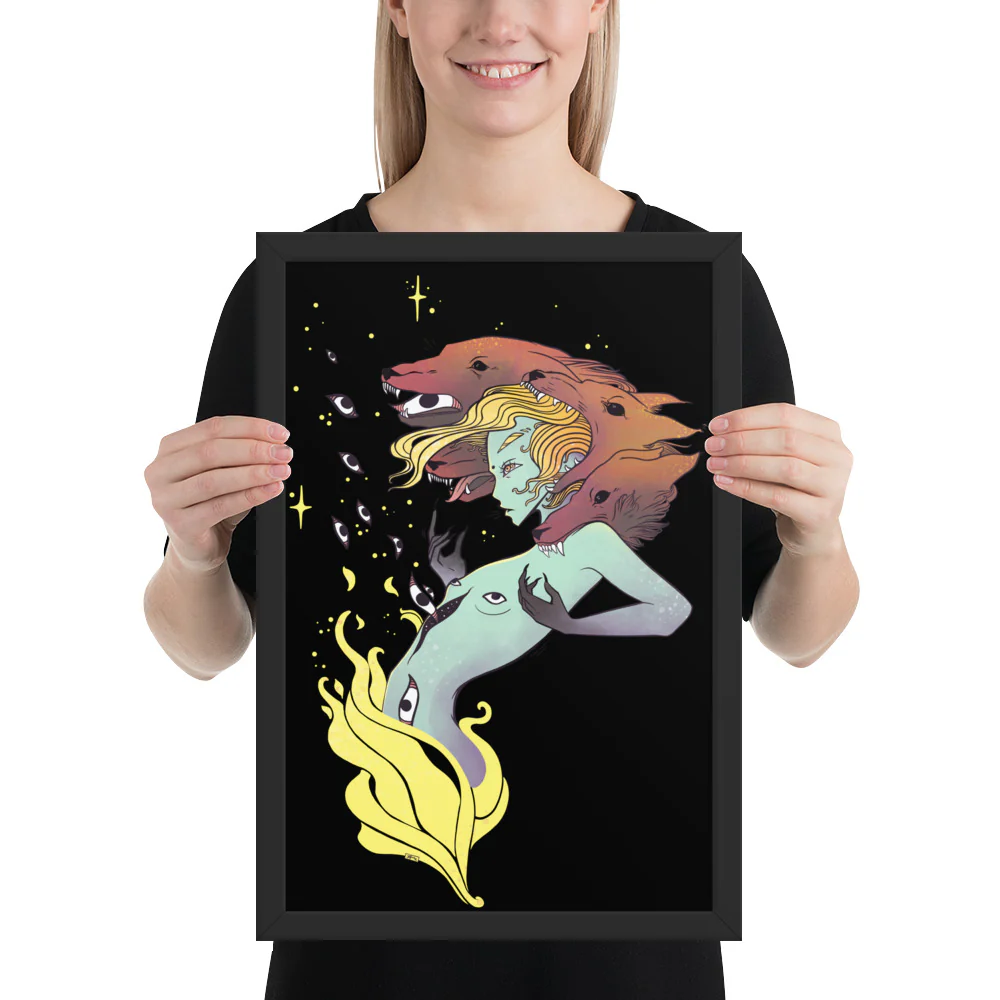 Witch And Wolves, Framed Art Print - Image 14