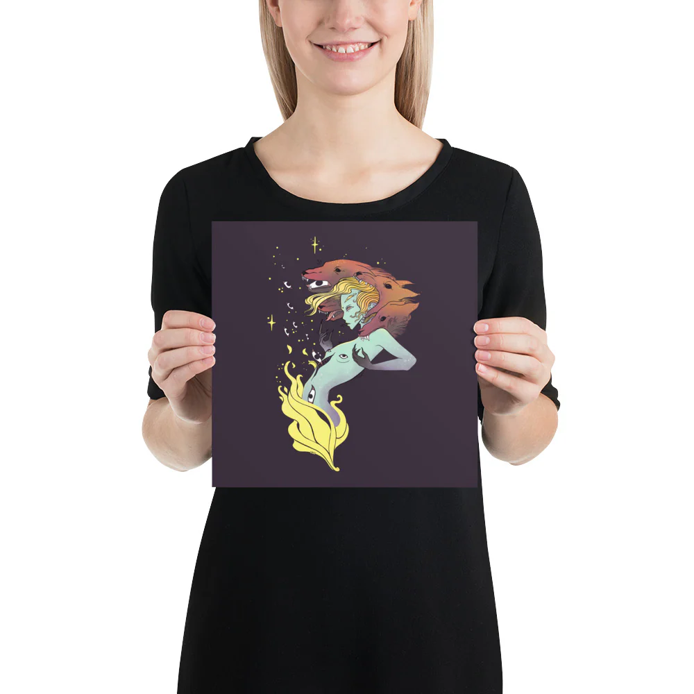 Witch And Wolves, Matte Art Print Poster - Image 3