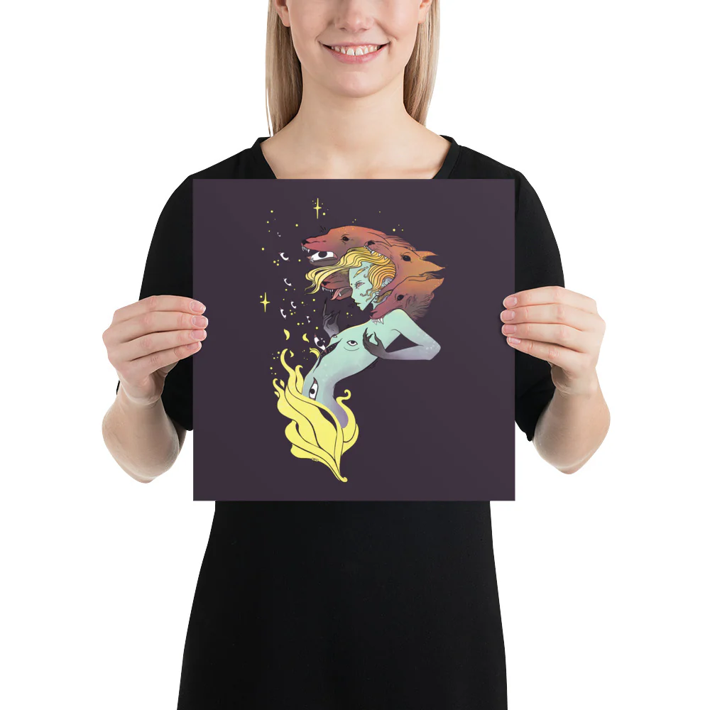 Witch And Wolves, Matte Art Print Poster - Image 4