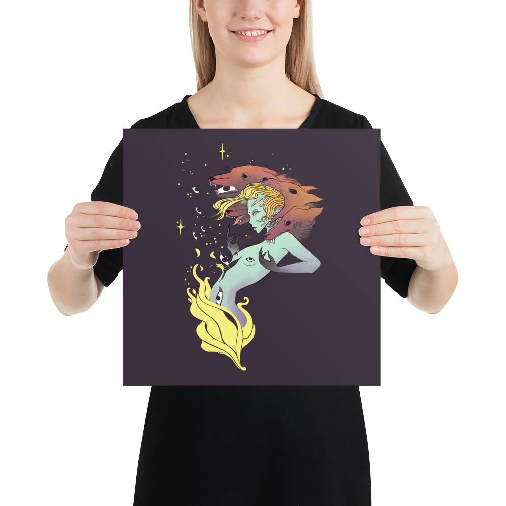 Witch And Wolves, Matte Art Print Poster - Image 5