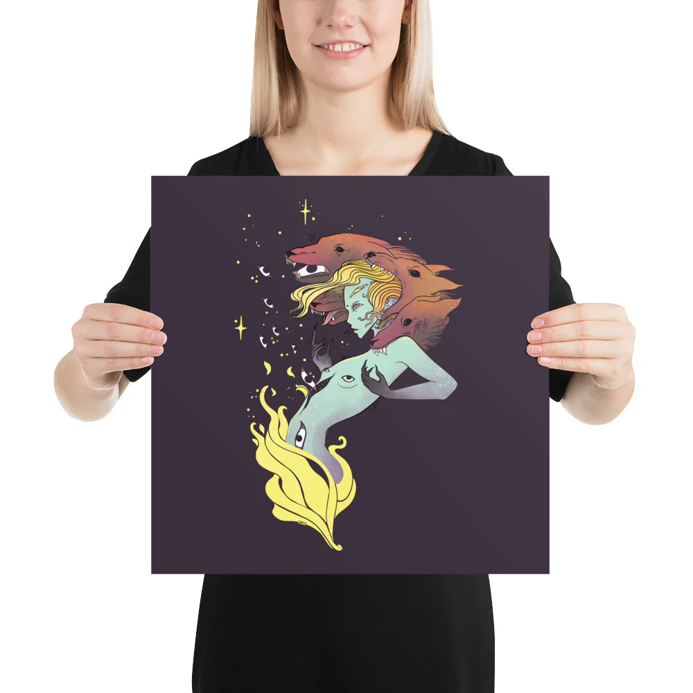 Witch And Wolves, Matte Art Print Poster - Image 6