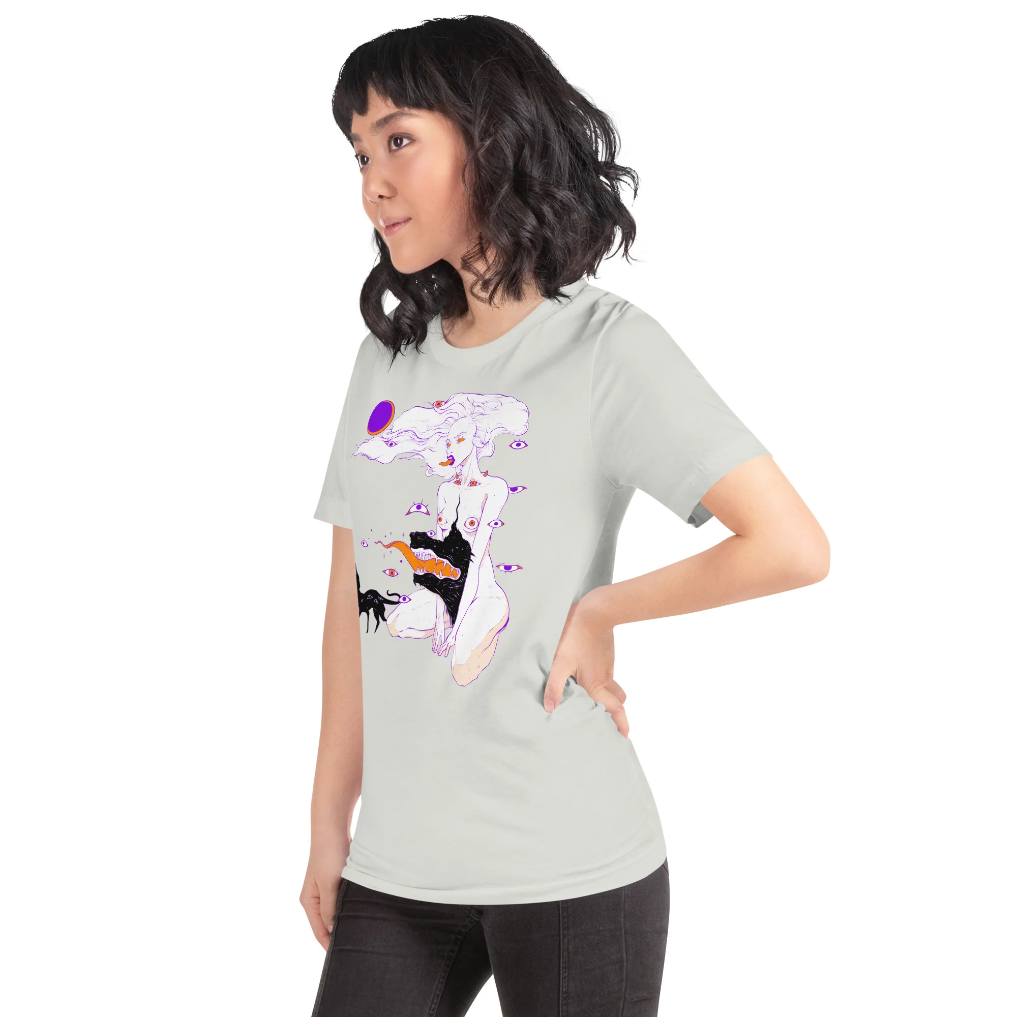 Witch Monster And Cat, Unisex T-Shirt - Image 3