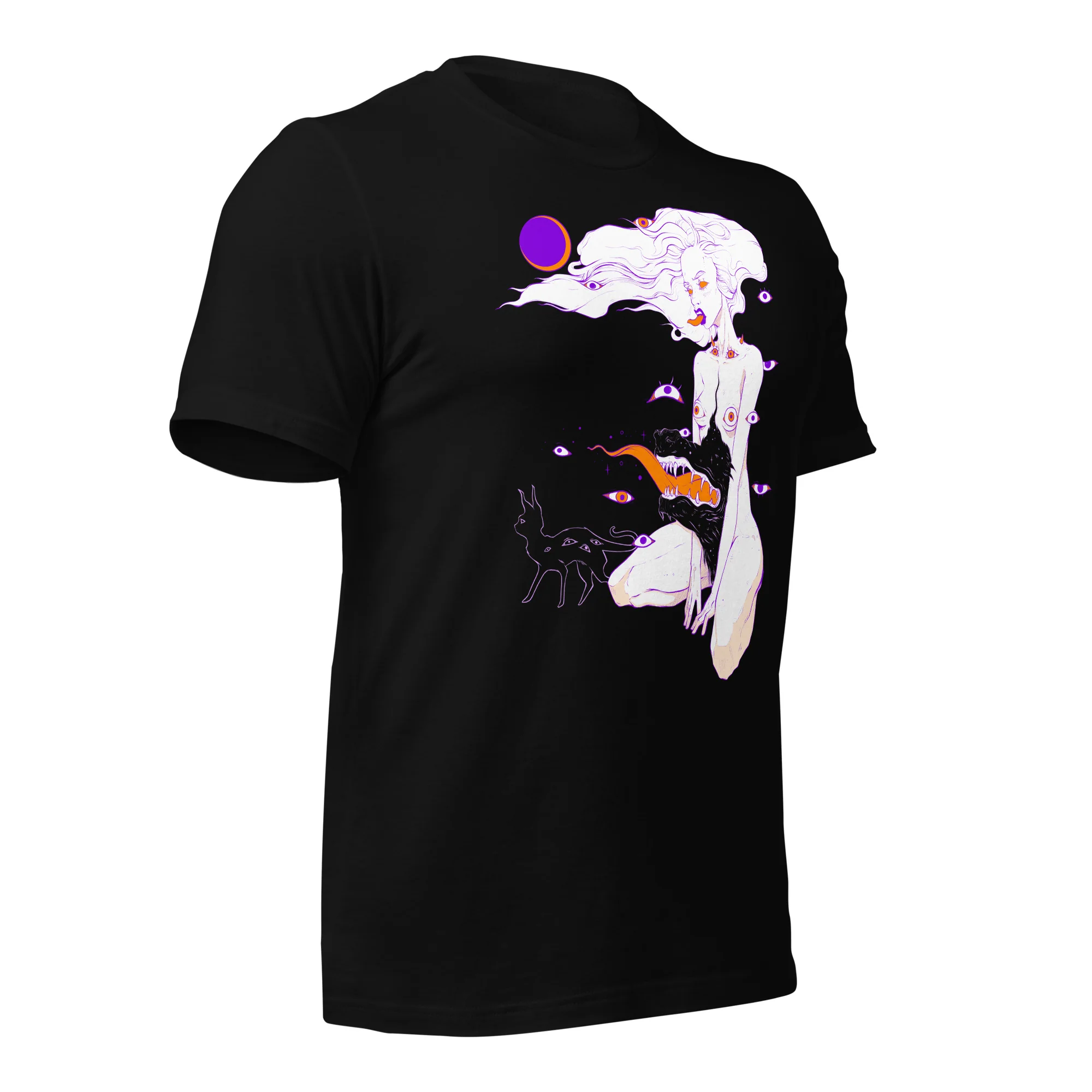 Witch Monster And Cat, Unisex T-Shirt - Image 3