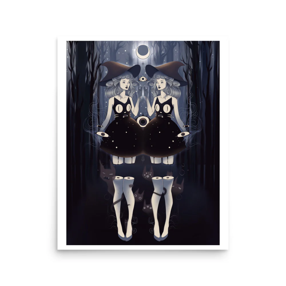 Witch Twins, Matte Art Print Poster - Image 2