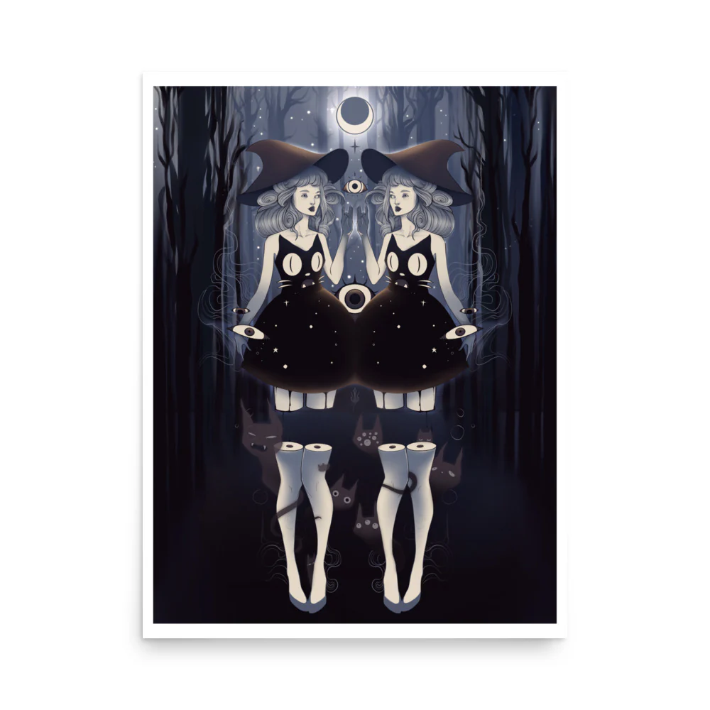 Witch Twins, Matte Art Print Poster - Image 3
