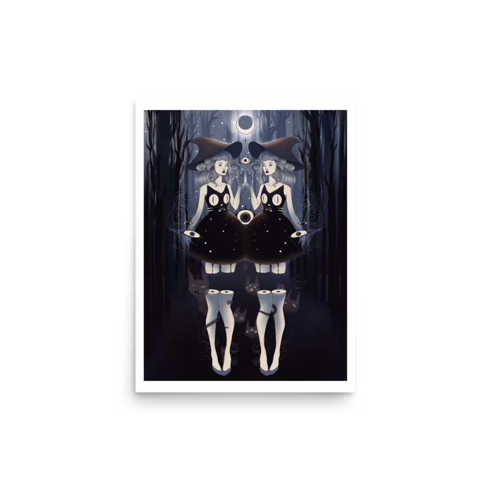 Witch Twins, Matte Art Print Poster - Image 4