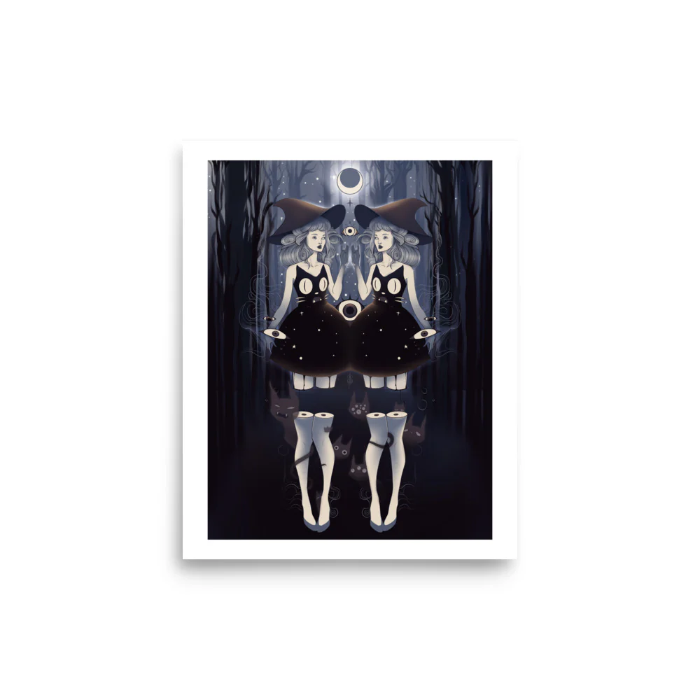 Witch Twins, Matte Art Print Poster - Image 5