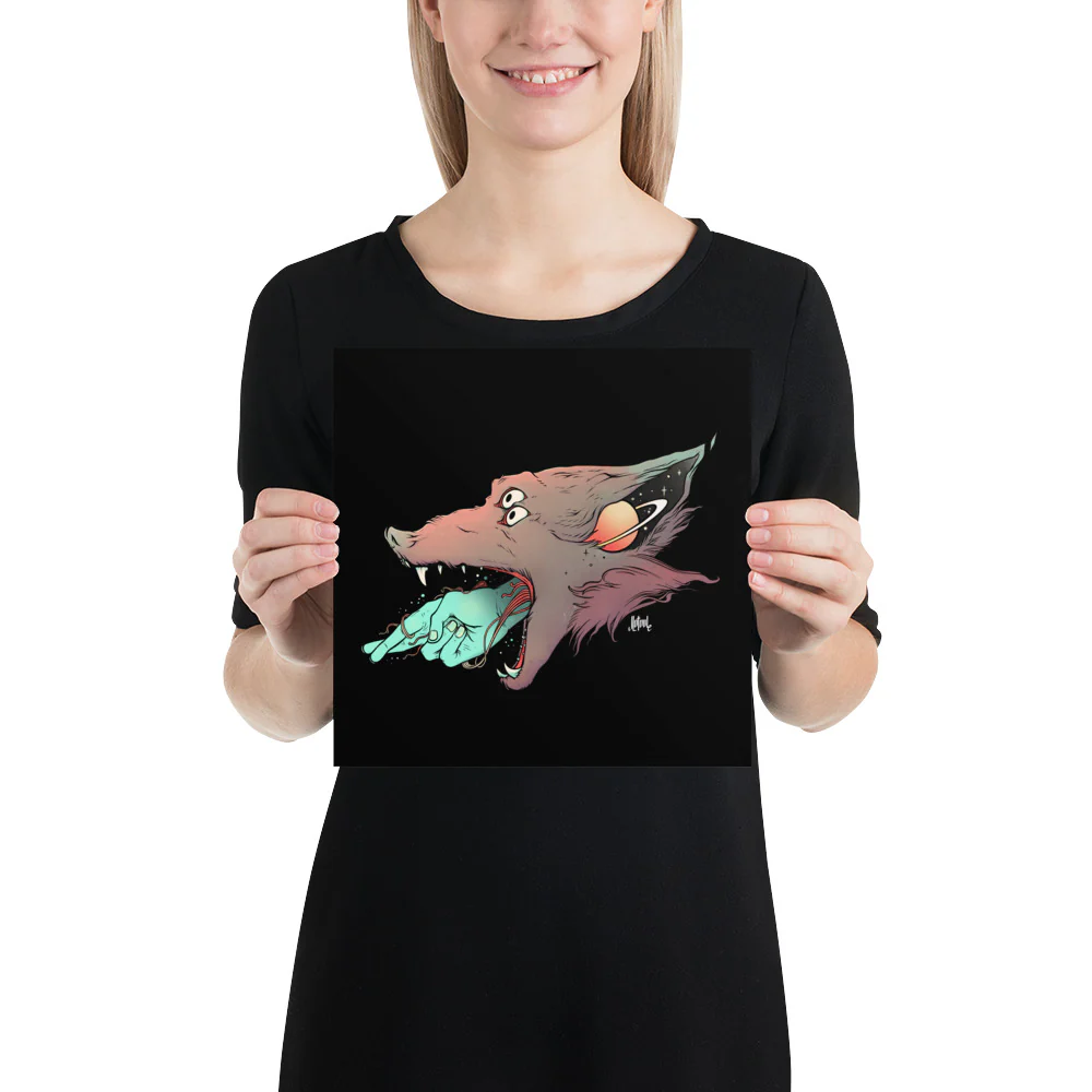 Wolf And Fingers Crossed, Matte Art Print Poster - Image 2