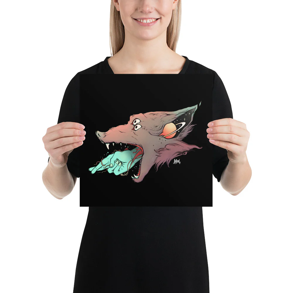 Wolf And Fingers Crossed, Matte Art Print Poster - Image 3
