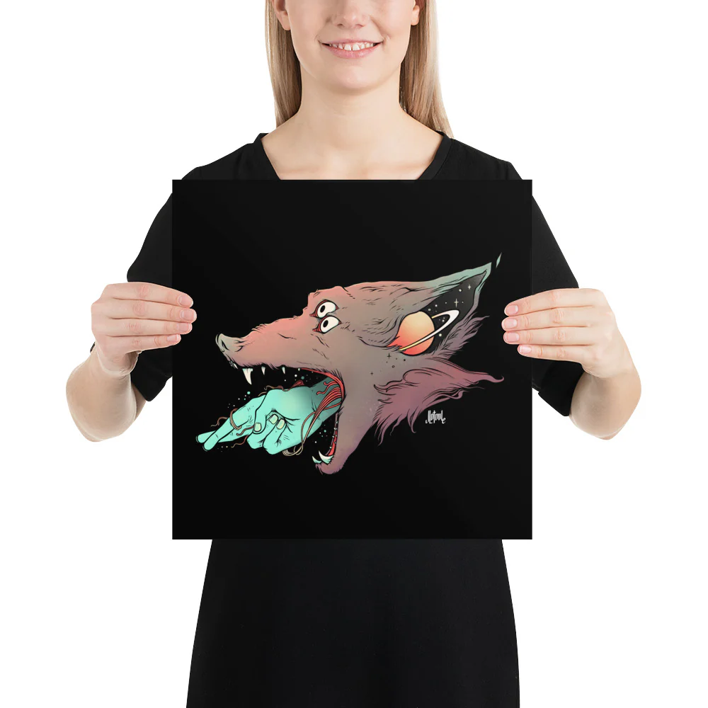 Wolf And Fingers Crossed, Matte Art Print Poster - Image 4