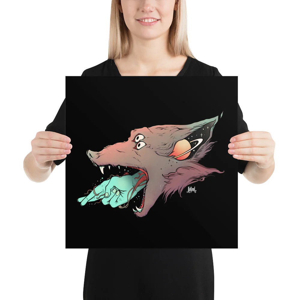 Wolf And Fingers Crossed, Matte Art Print Poster - Image 5