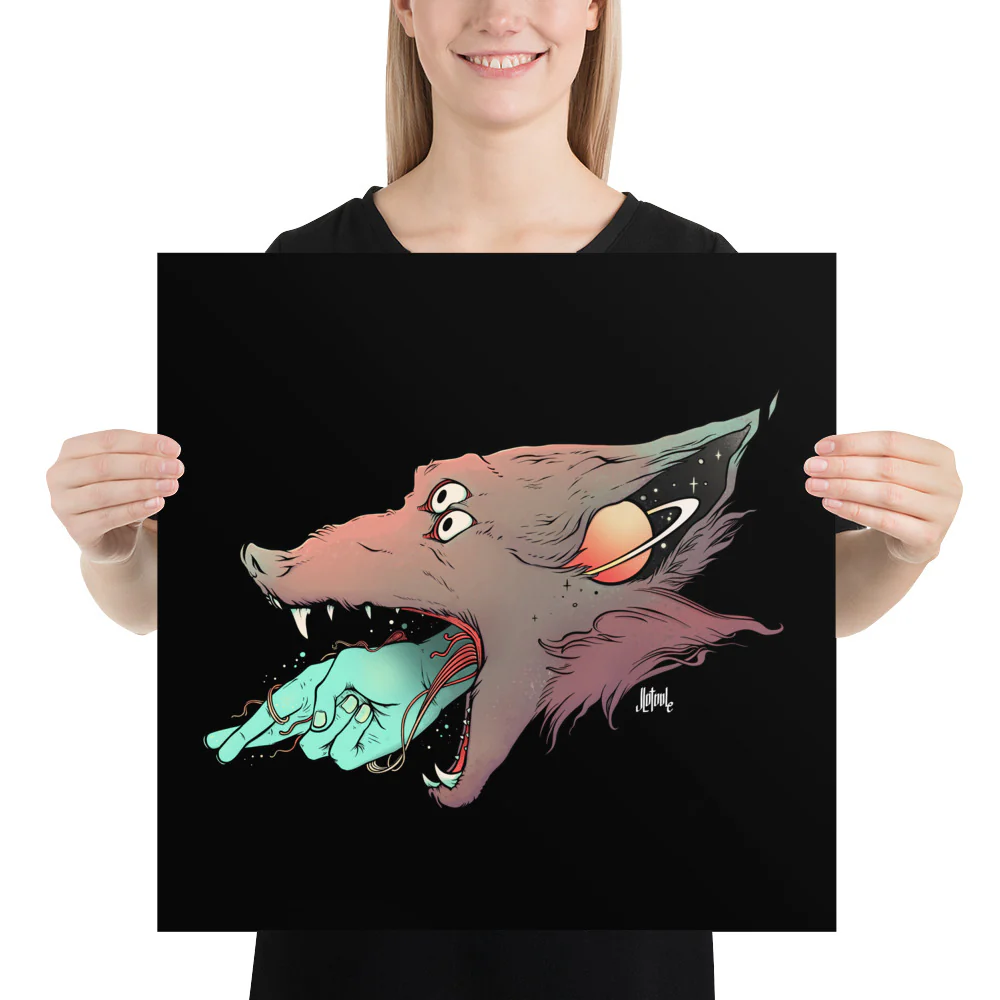 Wolf And Fingers Crossed, Matte Art Print Poster - Image 6