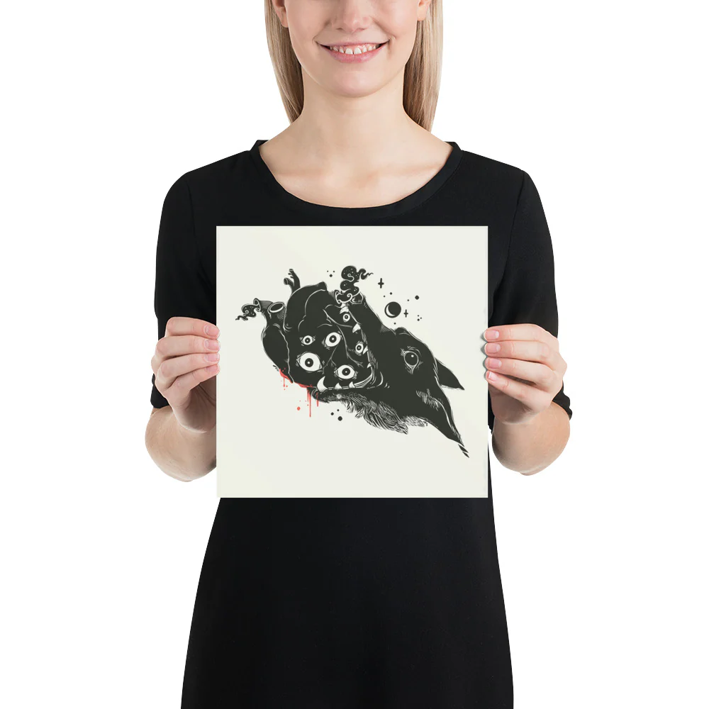 Wolf And Heart, Matte Art Print Poster - Image 2