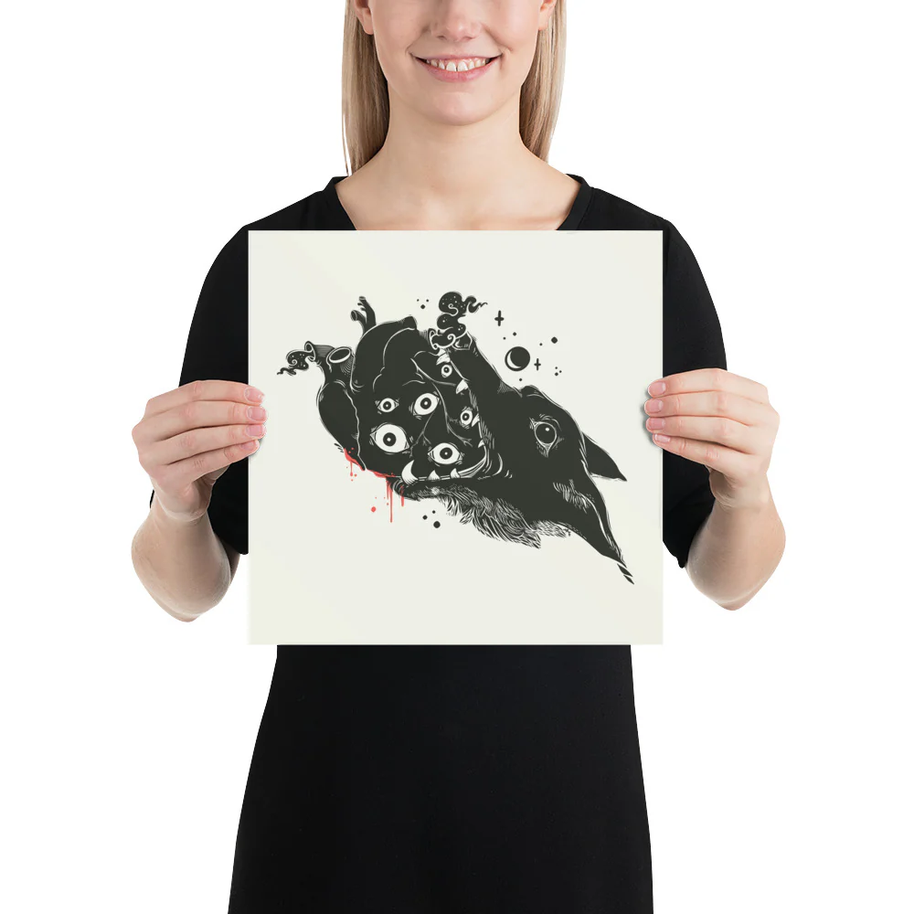 Wolf And Heart, Matte Art Print Poster - Image 3