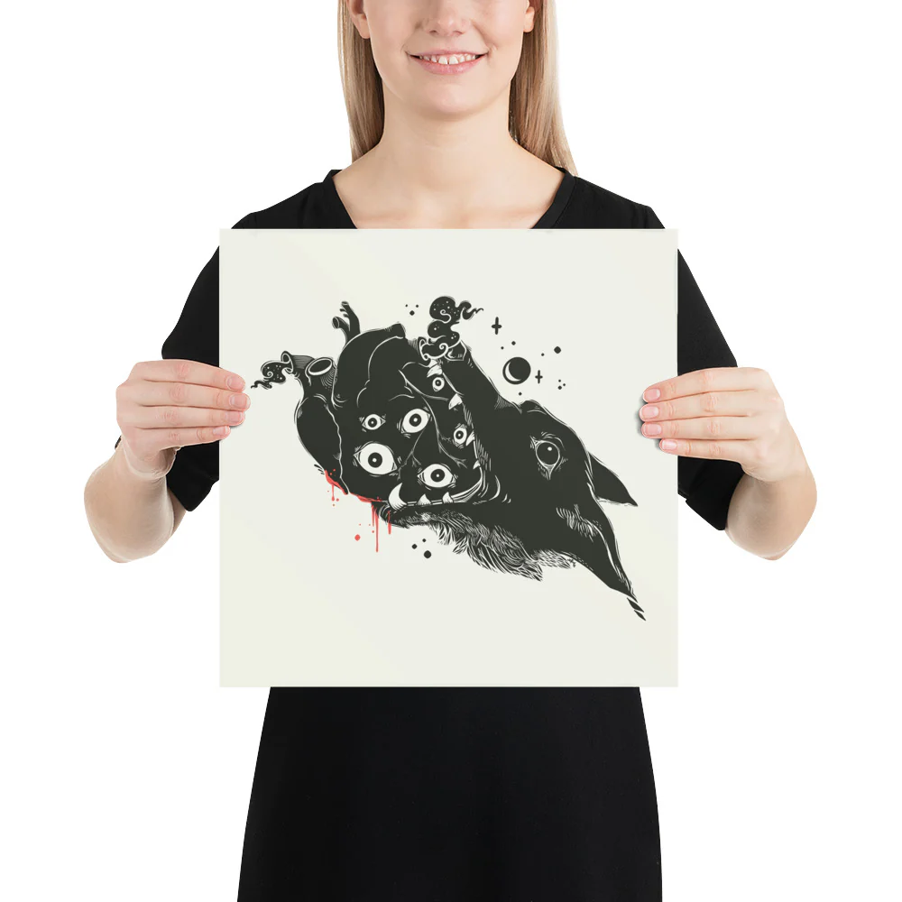 Wolf And Heart, Matte Art Print Poster - Image 4
