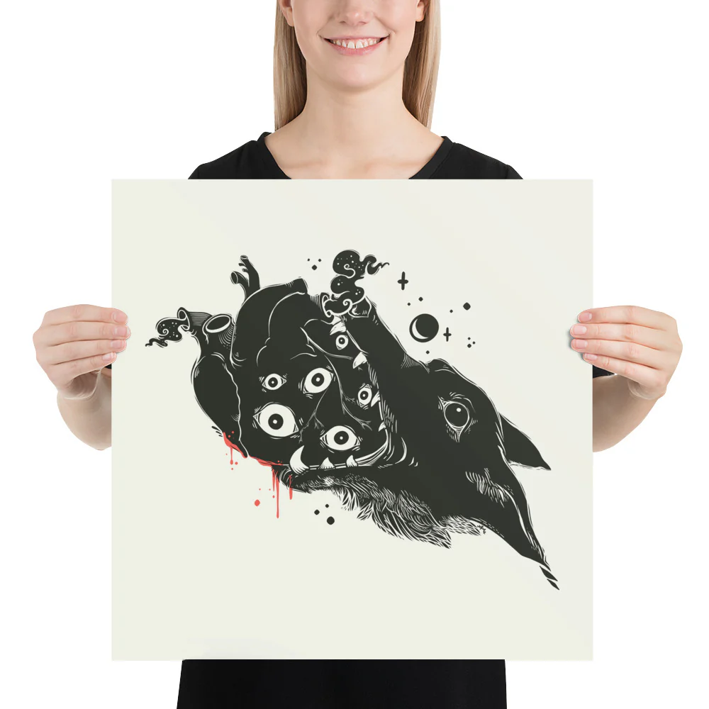 Wolf And Heart, Matte Art Print Poster - Image 6