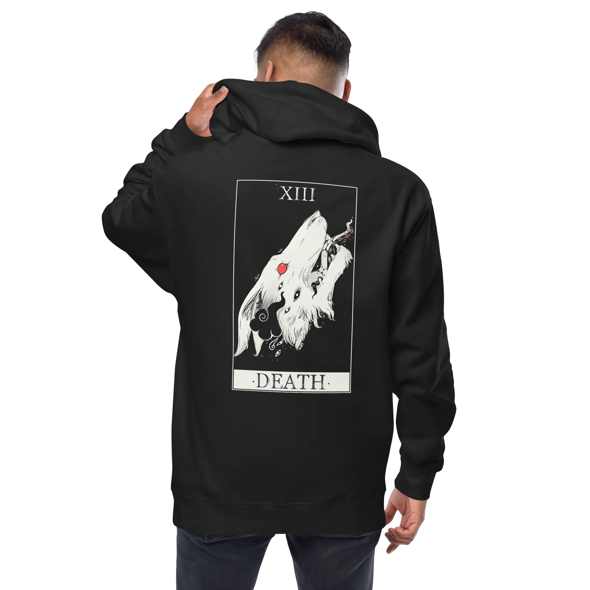 Wolf Tarot Card, Unisex Fleece Zip-Up Hoodie - Image 2