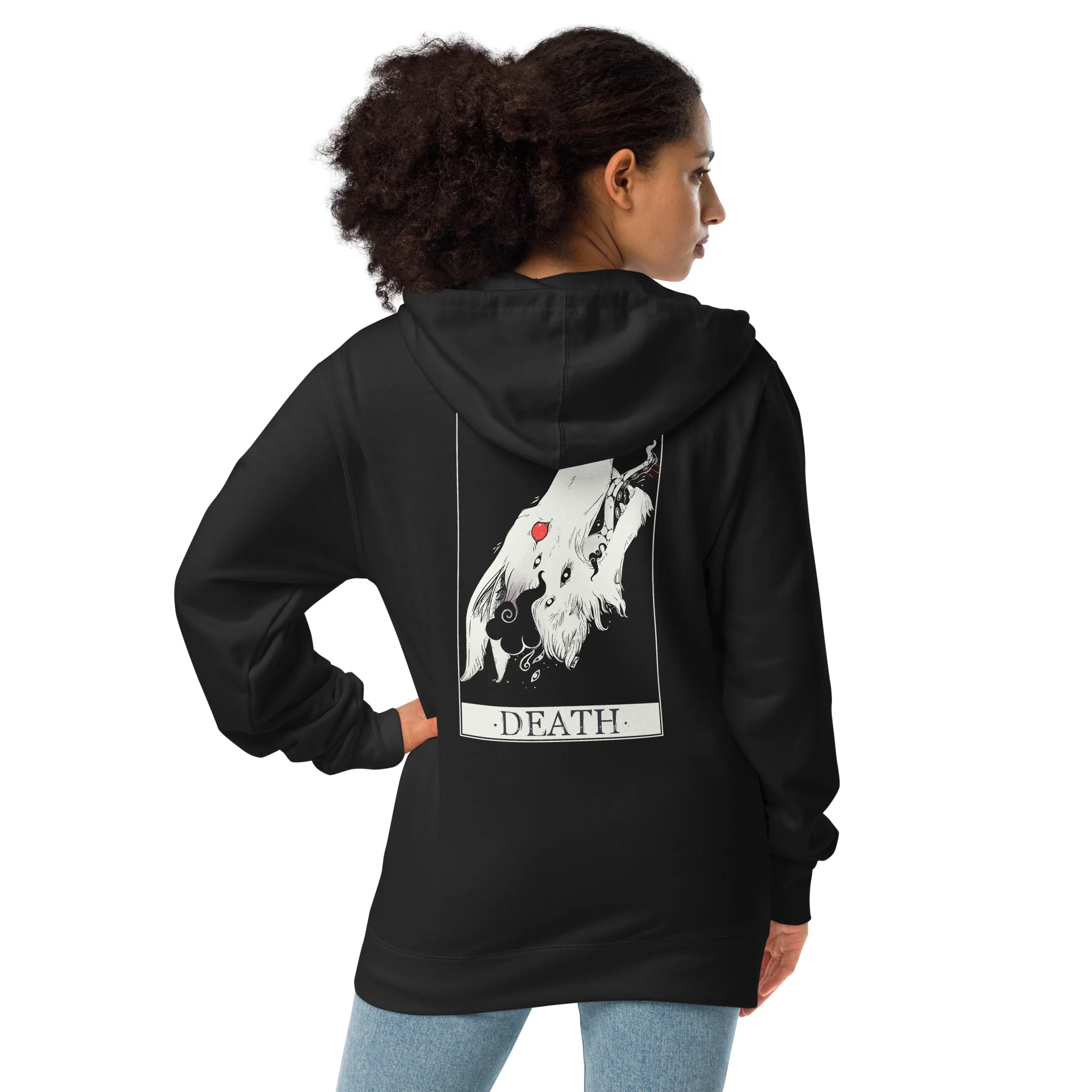 Wolf Tarot Card, Unisex Fleece Zip-Up Hoodie - Image 4