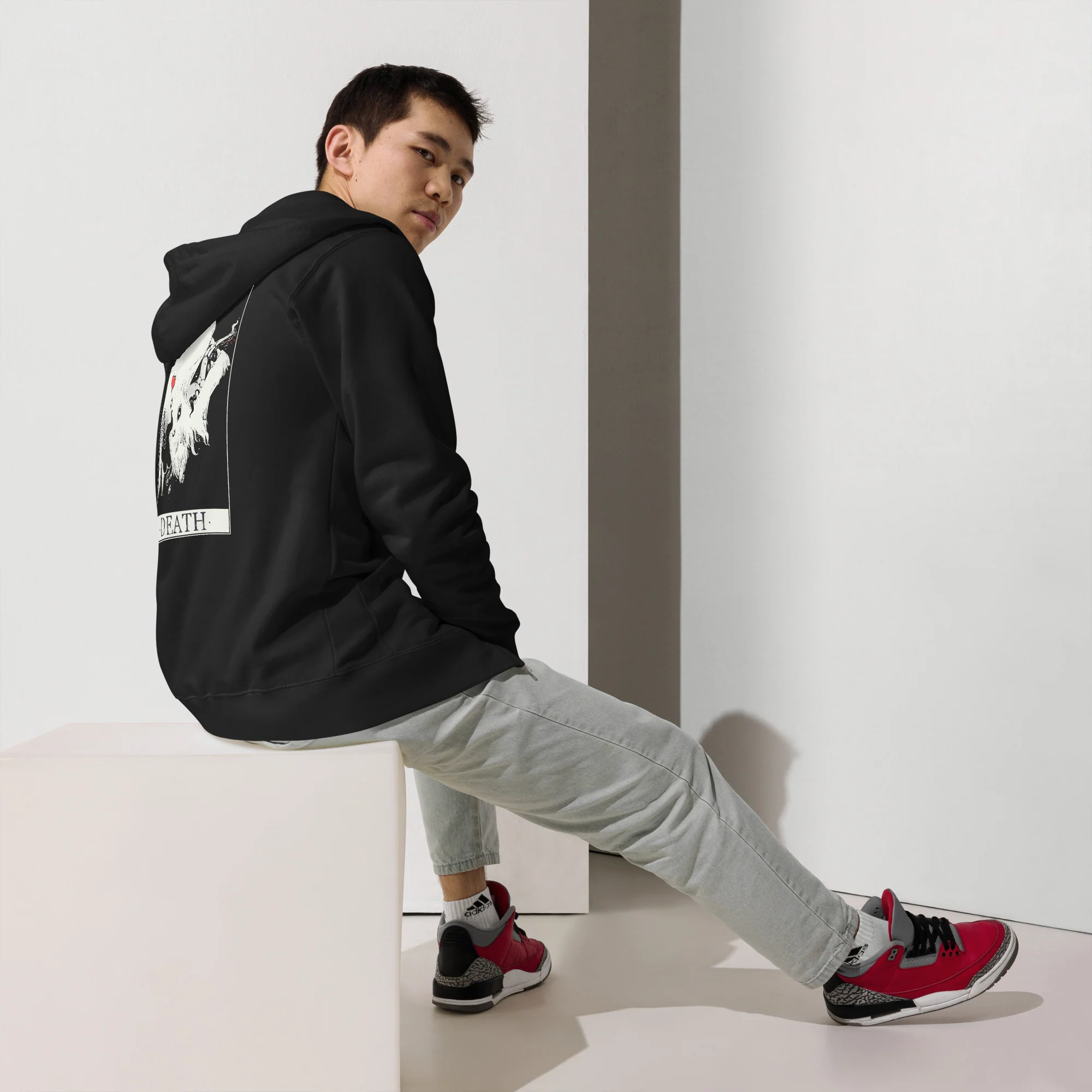 Wolf Tarot Card, Unisex Fleece Zip-Up Hoodie - Image 5