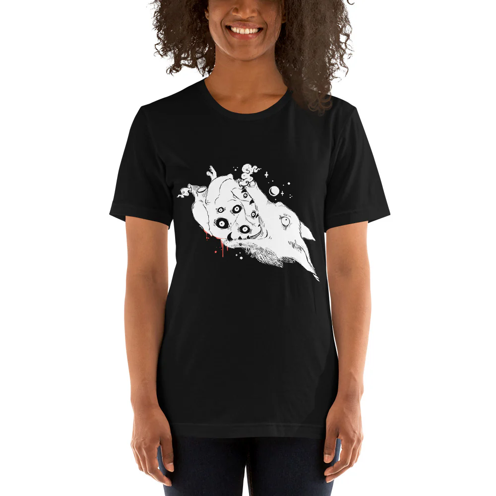 Wolf & Anatomical Heart, Unisex T-Shirt, Black - Image 3