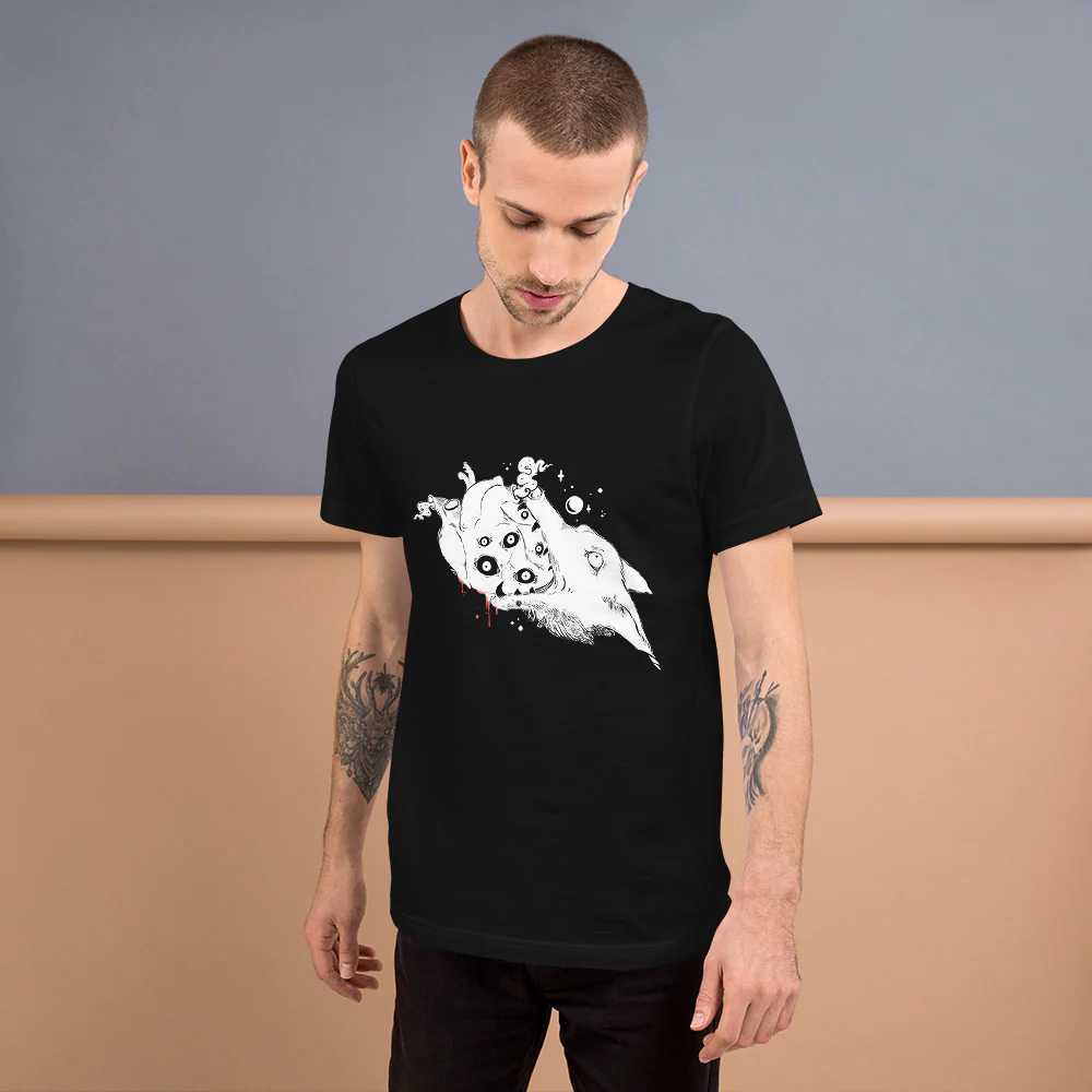 Wolf & Anatomical Heart, Unisex T-Shirt, Black - Image 5