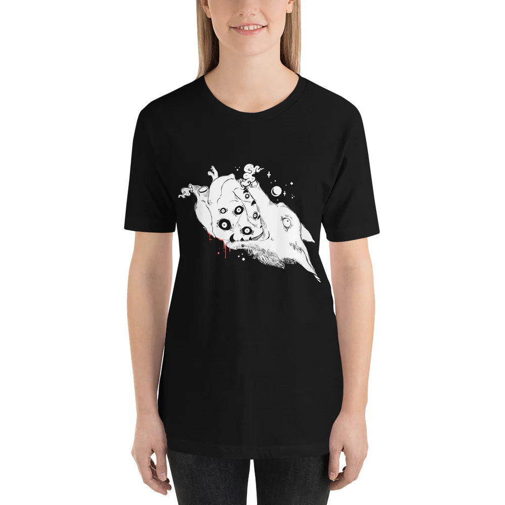 Wolf & Anatomical Heart, Unisex T-Shirt, Black - Image 6