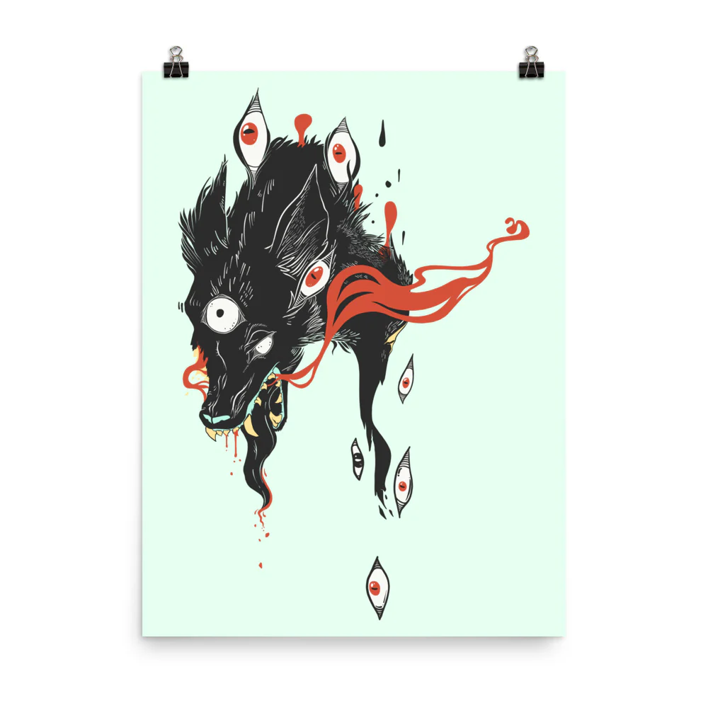 Wolf & Eyes, Matte Art Print Poster - Image 2