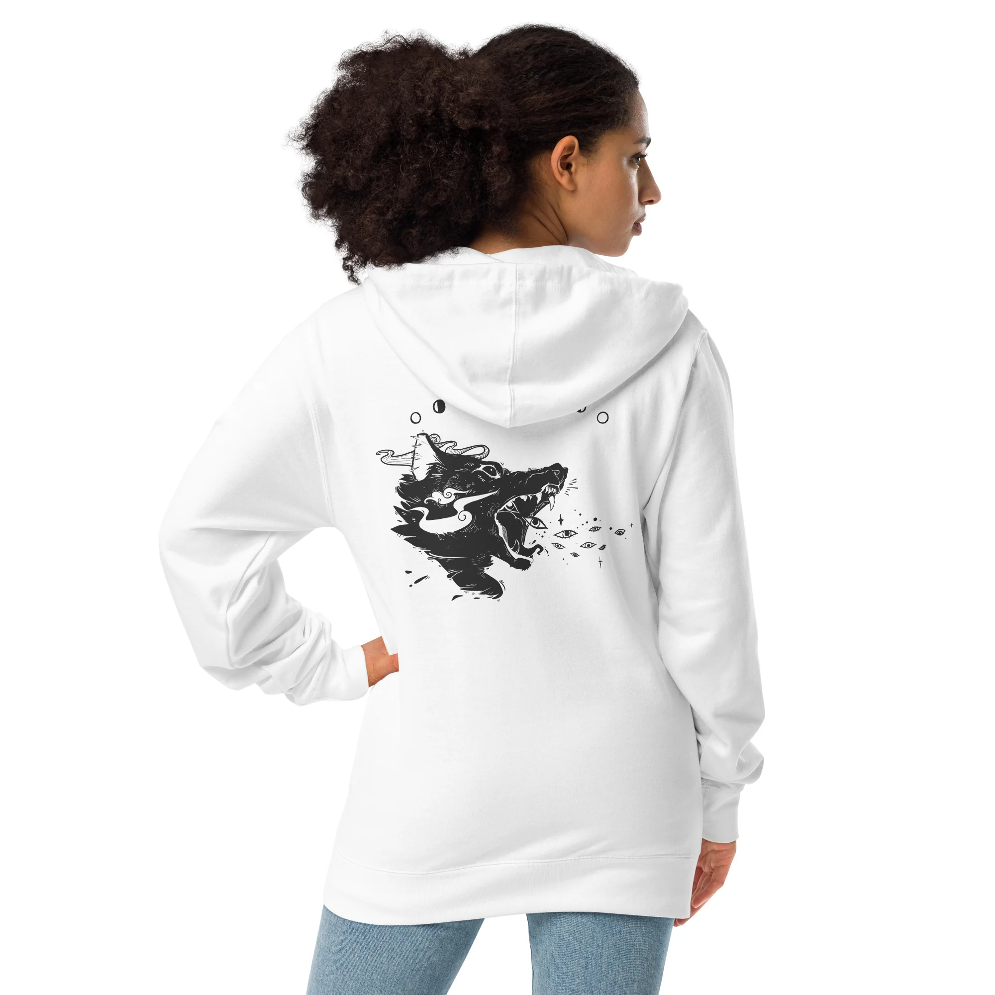 Wolf, Unisex Fleece Zip-Up Hoodie - Image 3
