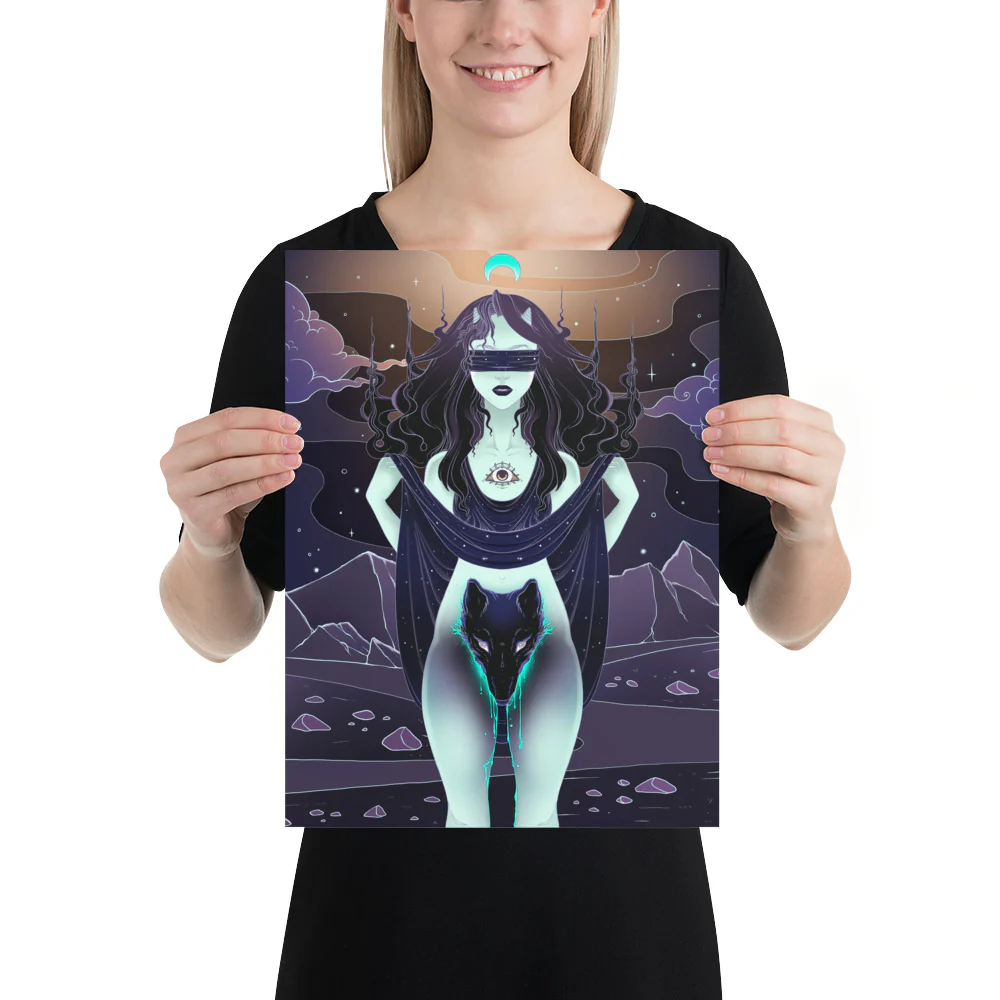 Wolf Woman, Matte Art Print Poster - Image 3