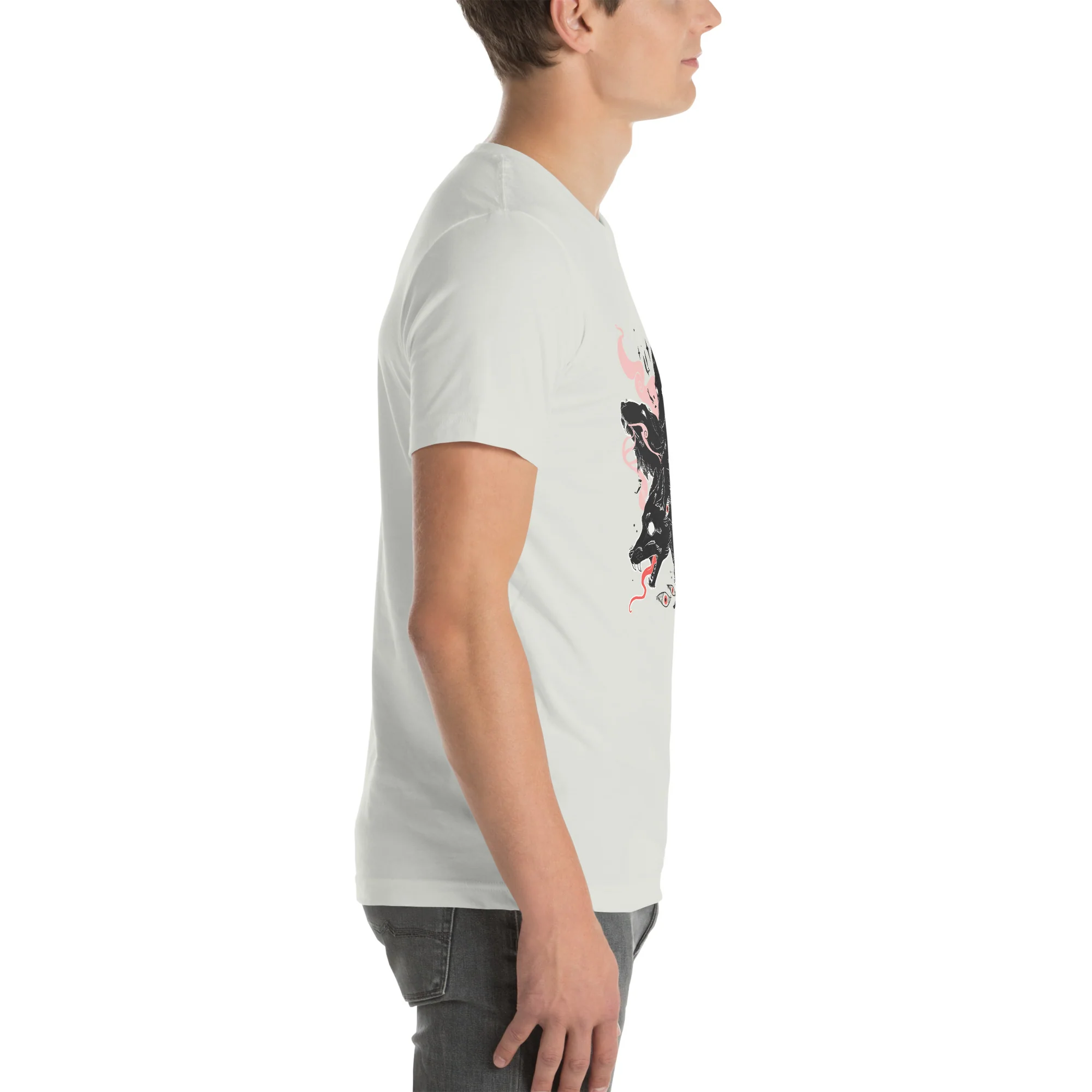 Many Eyes Many Wolves, Gray, Unisex T-Shirt - Image 4