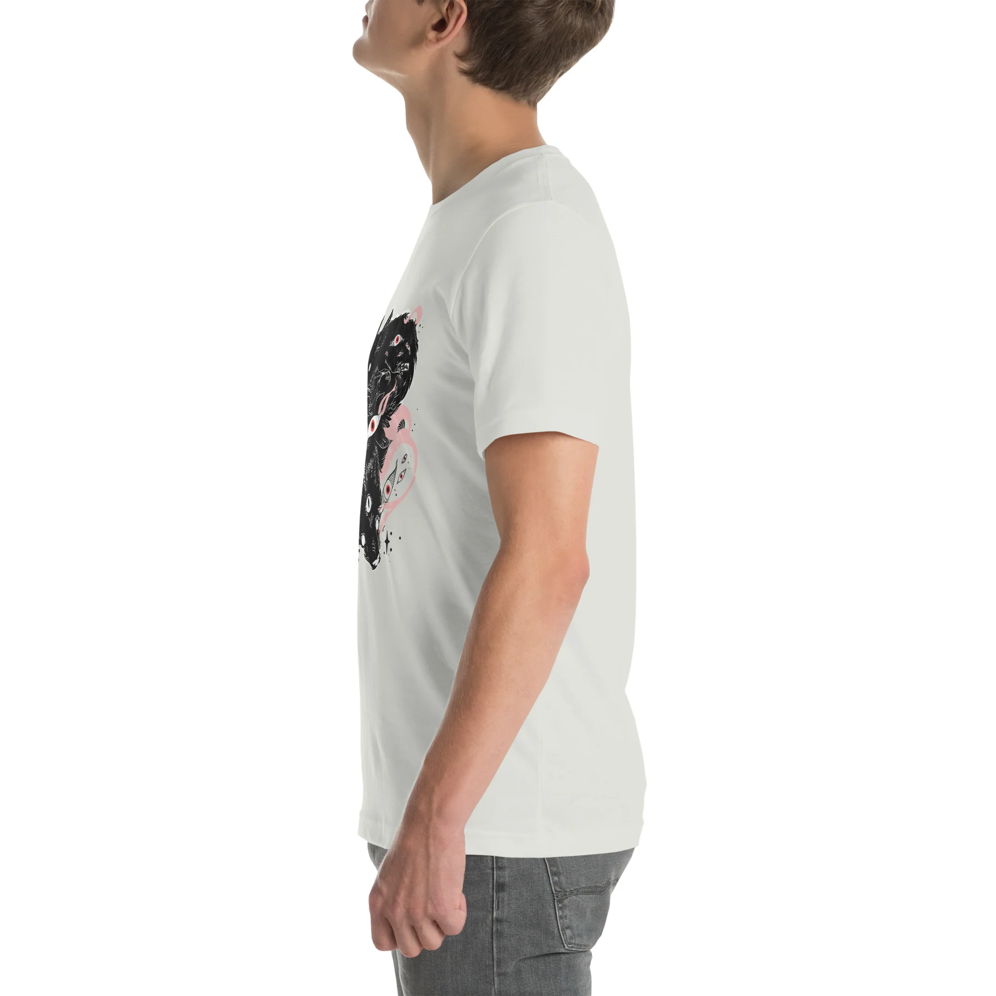 Many Eyes Many Wolves, Gray, Unisex T-Shirt - Image 6