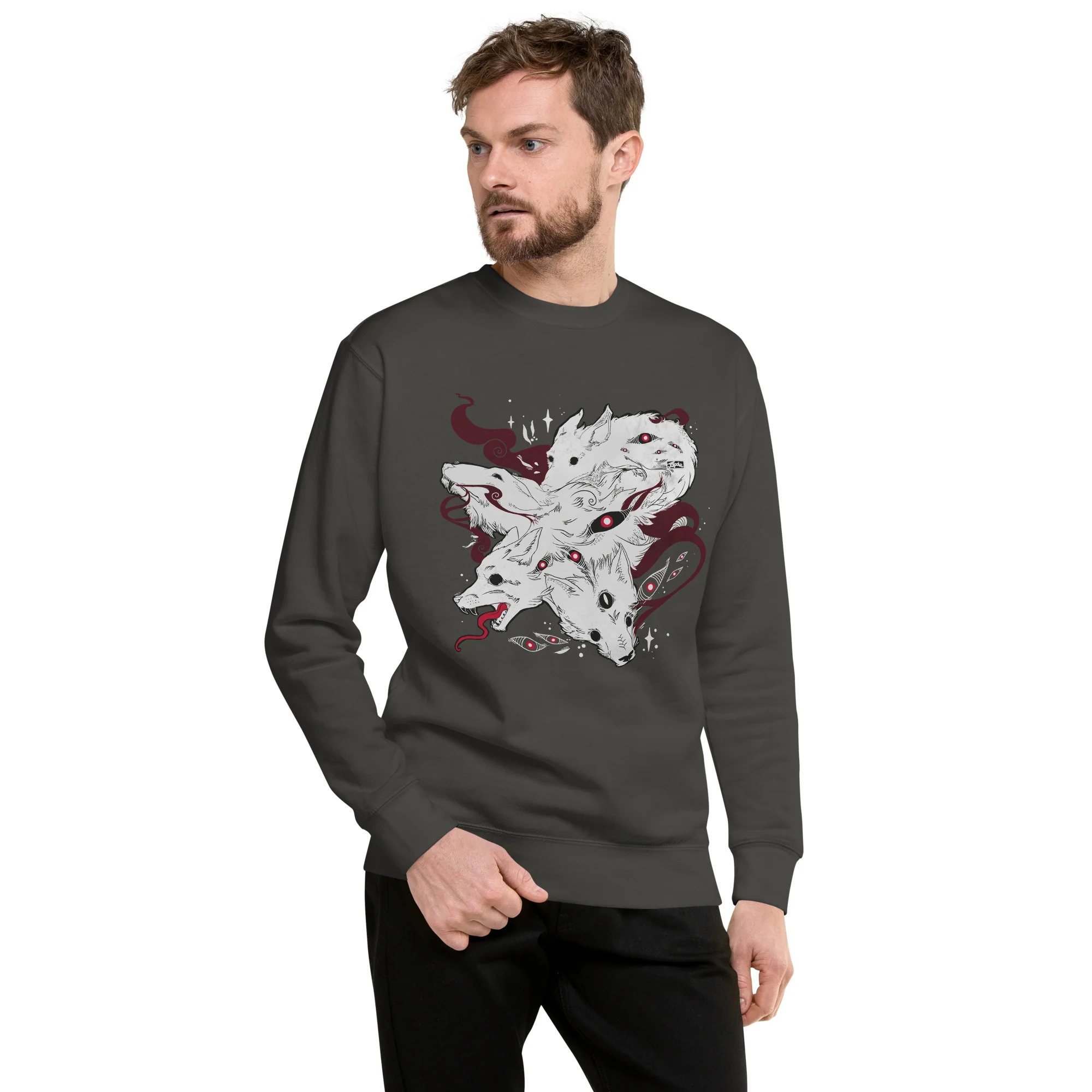Wolves & Eyes, Premium Unisex Sweatshirt - Image 3