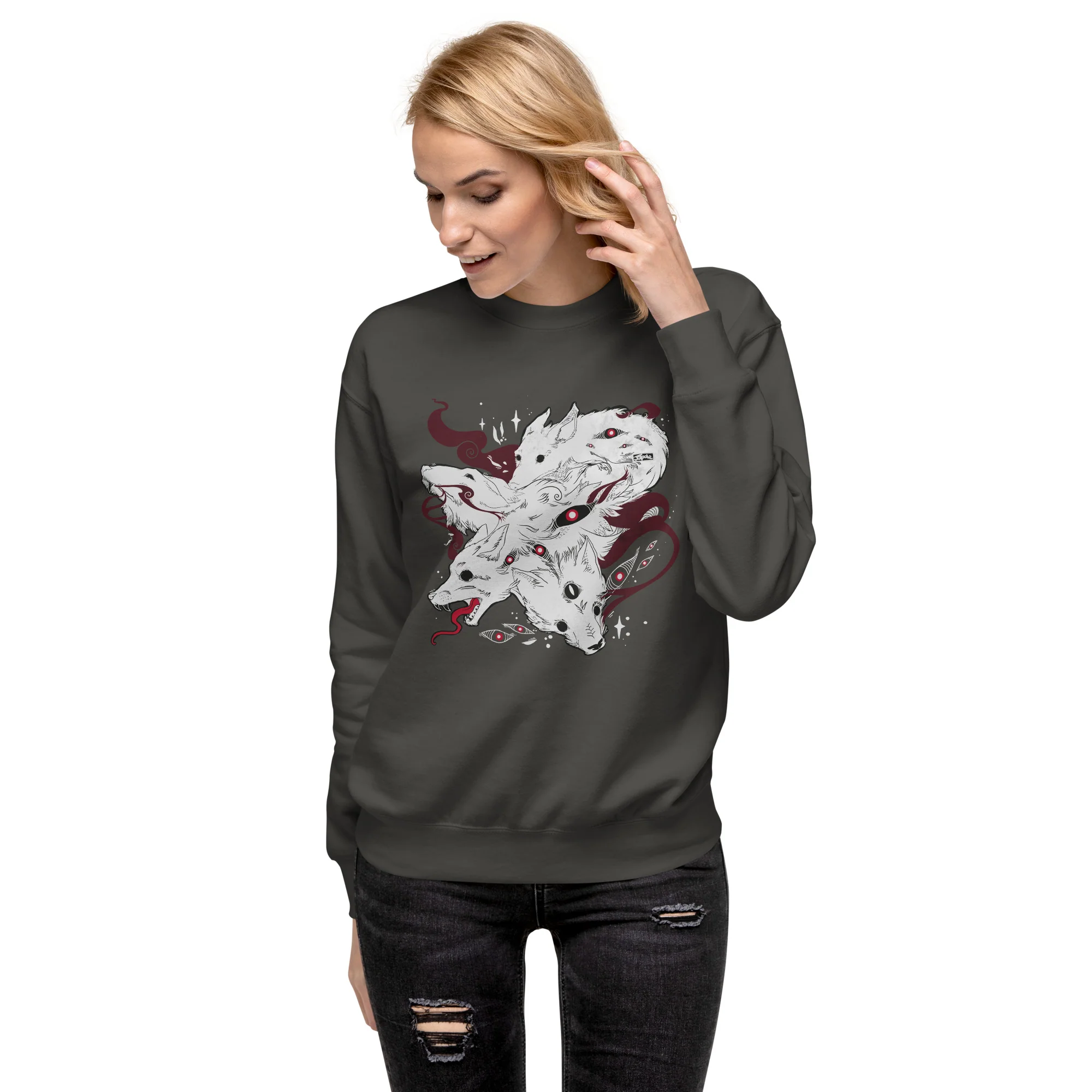 Wolves & Eyes, Premium Unisex Sweatshirt - Image 4