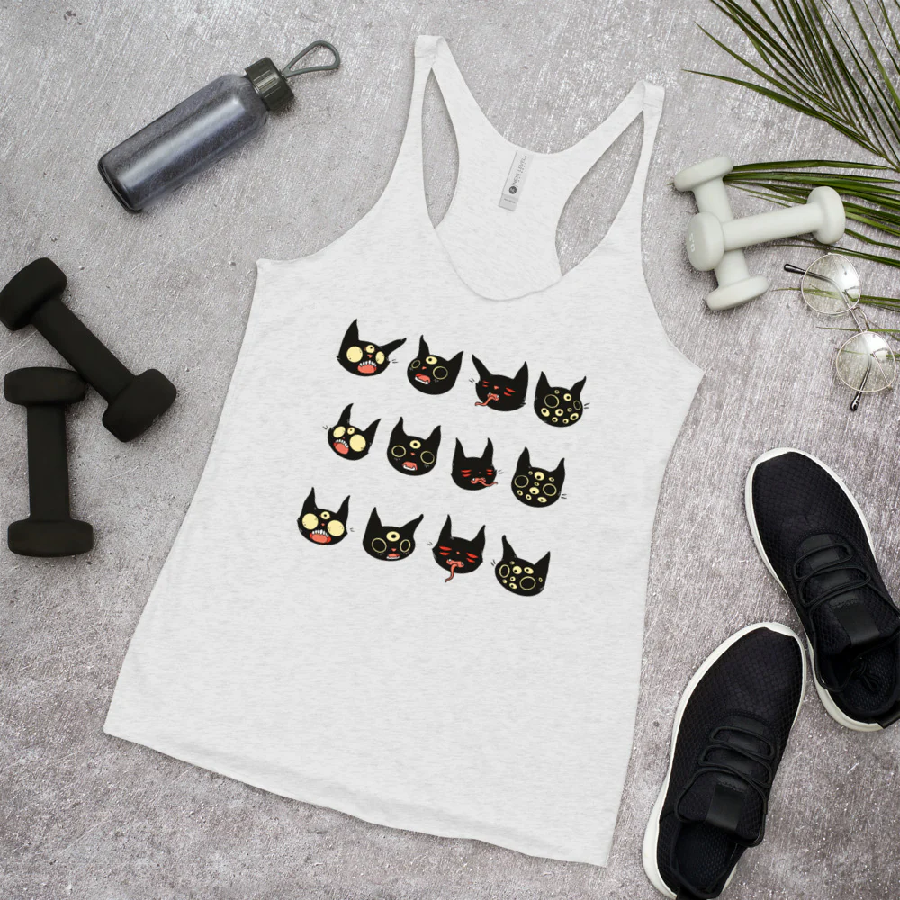Cat Faces, Racerback Tank Top - Image 3